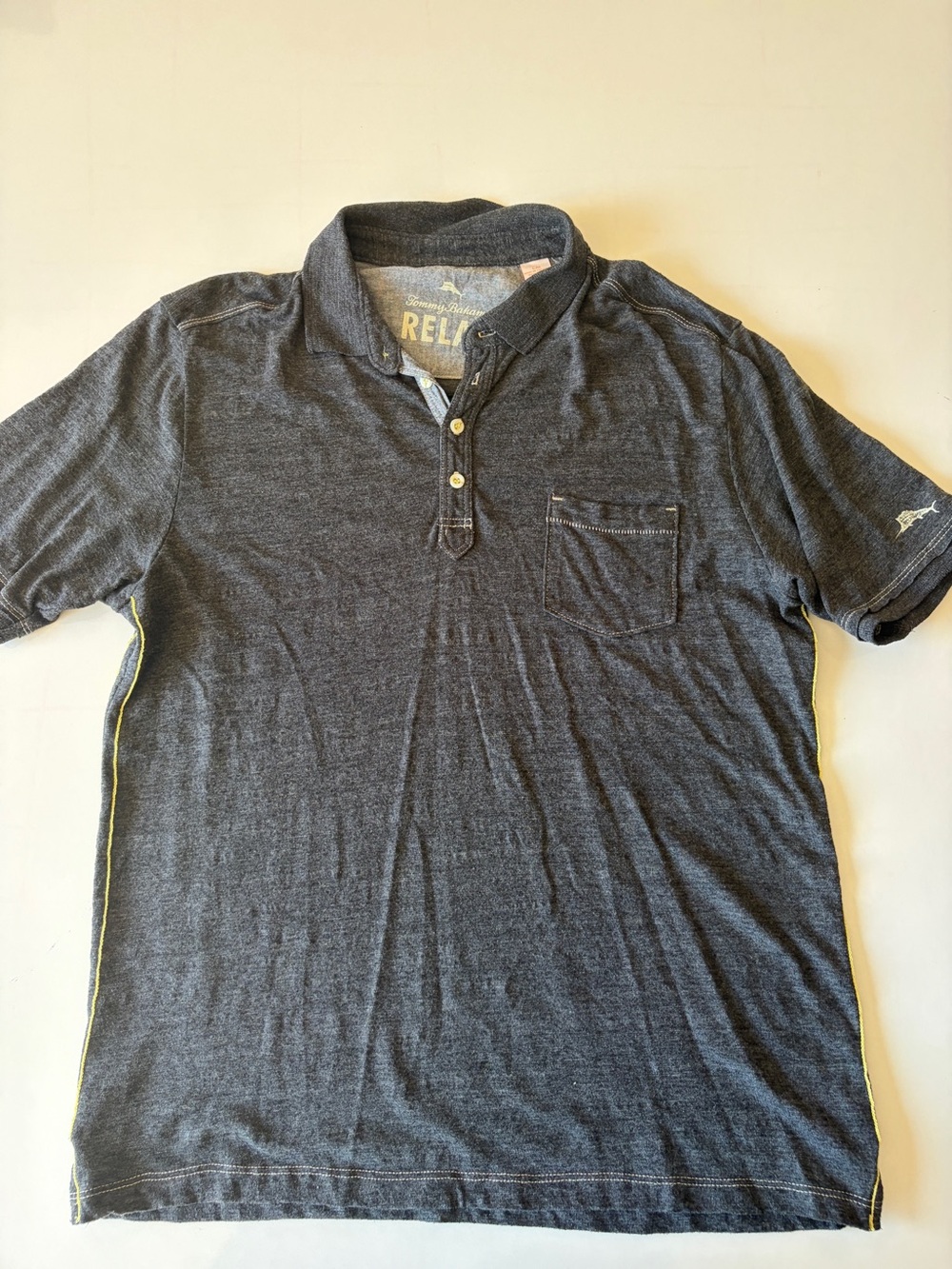 Tommy Bahama heathered navy blue mens short sleeve casual golf polo size large